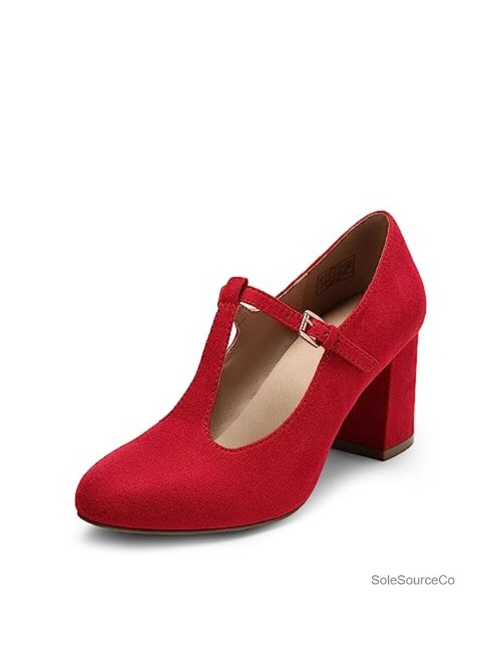Mary Jane Chunky Heel Pumps T-Strap Closed Toe Wedding Dress Shoes
